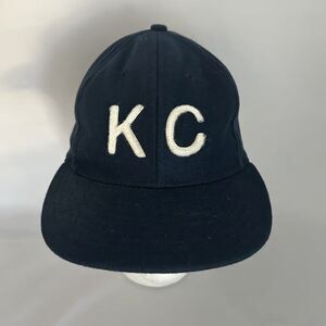Baldwin KC Kansas City Fitted Hat Baseball Cap Size 7 1/4 Navy Blue Wool USA
